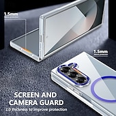 cheap Samsung Cases-Phone Case For Samsung Galaxy Z Fold 3 Back Cover Magnetic Support Wireless Charging Shockproof Retro PC