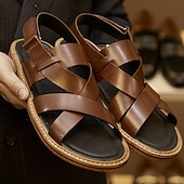 billiga Kjol sandaler-klassiska sandaler med korsband för män i premiumläder, eleganta och bekväma för dagligt bruk och vardagsutflykter