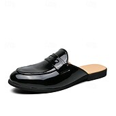 billiga Tillfällig-klassiska vita mule loafers i konstläder för män - snygga slip-on skor för affärscasual och formella evenemang