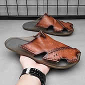 abordables Sandales décontractées-Sandales d&#039;extérieur en similicuir pour hommes avec semelle robuste et design respirant – chaussures confortables pour la randonnée et les vêtements décontractés