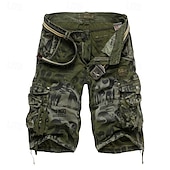 preiswerte Klassiker-Herren Capri-Cargo-Shorts Caprihose Shorts mit Camouflage-Muster Mehrere Taschen Button-Down Klappentasche Tarnung Komfort tragbar Wadenlang Outdoor Sport Täglich Mode Lässig Blau Armeegrün