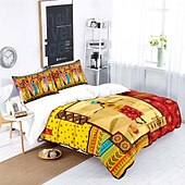 cheap Duvet Cover Sets-Three piece set of African primitive tribal character prints down duvet cover hotel bedroom guest room famous guest bed bedding comfortable set 1 down duvet cover 2 pillowcases king size bed s