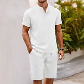 economico Set di camicie basic da uomo-Per uomo Due pezzi Set Camicia Set estivo Set abbinati Camicia casual Camicia con Bottoni Semplice Vacanza Quotidiano Bianco Manica Corta Colletto Estate Abbigliamento