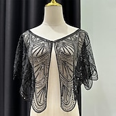levne Šály a šátky-Retro Řvoucí 20s 20. léta 20. století šátek Wrap Přehozy přes ramena Velký Gatsby Buben dívka Flitry Maškarní kostým Dámské Svatební Večerní oslava Plesová maškaráda Dospělé Šátek