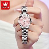 levne Quartz hodinky-olevs 3668 nové dámské quartzové náramkové hodinky stříbrný pevný ocelový řemínek vodoodpudivé svítící hodinky pro ženy jednoduchá móda dámské hodinky