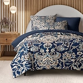 economico 100% cotone-Set di copripiumino bohemien 100% cotone biancheria da letto morbida e traspirante con fiori paisley copripiumino leggero e resistente comodo per tutte le stagioni facile da mantenere