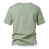 cheap Men&#039;s Casual T-shirts-Men&#039;s T Shirt Tee Short Sleeve Shirt Tee Top Short Sleeve Crew Neck Summer Plain Fashion Designer Basic Patchwork Vacation Street Going out Black Light Green Dark Grey Top Tee for Men