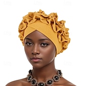 baratos Capacete de Casamento-Chapéu Combinação Poliéster / Algodão Chapéu mole turbantes Casamento Casual Boho Com Fru-Fru Cor Pura Capacete Chapéu