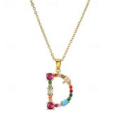 economico I regali-collana con lettera personalizzata, catena hip hop per clavicola, ciondolo con alfabeto in zircone colorato micro-pavé di rame, regalo di gioielli unico per la festa della mamma