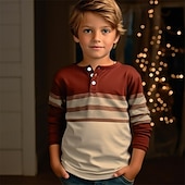abordables Visión 3D y Geometría del Niño-Chico 3D Raya Camiseta navideña Camiseta henley Manga Larga Impresión 3D Otoño Invierno Deportes Moda Ropa de calle Niños 3-12 años 4-12 años Cuello Barco Exterior Casual Diario Ajuste regular