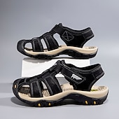 abordables sandalias de exterior-Sandalias deportivas multitirantes verdes y marrones para hombre con velcro ajustable y suela antideslizante para aventuras al aire libre