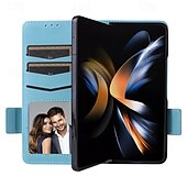 Недорогие Чехлы для Samsung-телефон Кейс для Назначение SSamsung Galaxy Z-сгиб 6 Z Fold 5 Z Fold 4 Z Fold 3 Z Fold 2 Кейс на заднюю панель со стендом с ремешком на запястье Разъем для карты Ретро ТПУ Кожа PU