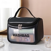 cheap Luggage &amp; Travel Storage-Makeup Bag Transparent Large Capacity, Waterproof Travel Toiletry Bag for Women, Portable Handheld Cosmetic Organizer