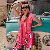 halpa Asusteet-Retro / vintage 1960 luku 1970 luku Cosplay-Asut Asut Hippi Naisten Karnevaali Naamiaiset Suoritus Juhla Pride-paraati Aikuisten Liivi Housut Pääpanta