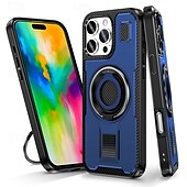 Недорогие Чехлы для iPhone-телефон Кейс для Назначение iPhone 16 Про Макс Плюс Айфон 15 Про Макс Плюс iPhone 14 13 12 Pro Max Plus Кейс на заднюю панель Кольца-держатели Защита от удара Ретро ТПУ ПК