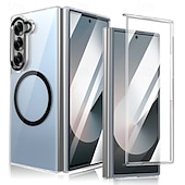 cheap Samsung Cases-Phone Case For Samsung Galaxy Z Fold 3 Back Cover Magnetic Support Wireless Charging Shockproof Retro PC