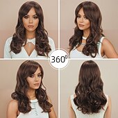 levne Syntetické trendy paruky-Syntetické paruky Vlnitá Curly Weave Vrstvený střih Hluboké rozdělení na stroji Paruka 22&quot; A1 Umělé vlasy Dámské Měkký povrch Klasické Pohodlné Hnědá