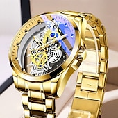 ieftine Ceasuri Quartz-Nou ceas automat complet transparent cu două fețe pentru bărbați timp liber sport afaceri rezistent la apă lumină de noapte ceas stilat