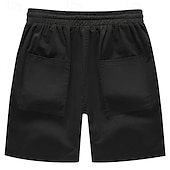 baratos Clássico-Homens Bermuda Cargo Shorts de verão Bermudas Shorts casuais Com Cordão Bolso multi Perna reta Tecido Respirável Pavio Humido Comprimento do joelho Ao ar livre Casual Corrida Moda Roupa de rua Preto