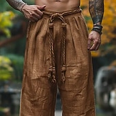 economico retrò-Per uomo Pantaloni di Lino Pantaloni Pantaloni Estivi Pantaloni Larghi Coulisse Elastico in vita Gamba Dritta Semplice Comodità Traspirante Lunghezza intera All&#039;aperto Yoga Palestra Designer Retr