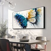 billiga Djurmålningar-handgjord oljemålning canvas väggdekoration modernt djur abstrakt färgglad fjäril för vardagsrum heminredning rullad ramlös osträckt målning