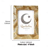 cheap Picture Frames-Ramadan Gold Resin Photo Frame, Vintage Picture Frame 4x6, 5x7, 6x8 Inch, Horizontal and Vertical Display, Islamic Festive Home Decor for Bedroom, Study, Office Desk