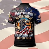  4 de julio de 2026, 250 aniversario Hombre Bandera estadounidense de los Estados Unidos Polo Manga Corta Camisas de polo Camisas con cuello Casual Exterior Ropa Cotidiana Ropa de casa Impresión 3D