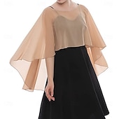 abordables Cape Châle-Écharpe Femme Élégant Sans manches Chiffon Boléros de Mariage Avec Couleur unie Pour Soirée Printemps &amp; Été
