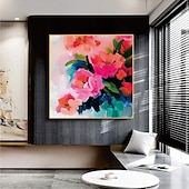 abordables Peintures fleurs/botaniques-peinture de fleurs sauvages peinte à la main texture 3D peinture de fleurs en fleurs toile extra large taille flore peinture à l&#039;huile art mural peinture botanique art mural décor art rose paysage