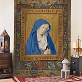 baratos Tapeçaria Medieval-Tapeçaria Medieval Tapeçaria da Idade Média Arte Gótica Arte de Parede Grande Tapeçaria Mural Decor Fotografia Fundo Cobertor Cortina Decoração de Casa Quarto Sala de Estar Feuillet iluminado Virgem
