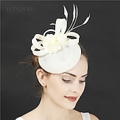 abordables Fascinators-accessoire Imitation Lin Plumes Mariage Soirée Élégant Mariage Avec Plume Casque Couvre-chef