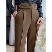 abordables Mince-Homme pantalon de costume Pantalon Pantalon plissé Pantalon de costume Pantalon Gurkha Poche Taille haute Plein Confort Mariage Bureau Travail Elégant Rétro Vintage Noir Blanche Taille haute