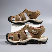 abordables sandalias de exterior-Sandalias deportivas multitirantes verdes y marrones para hombre con velcro ajustable y suela antideslizante para aventuras al aire libre