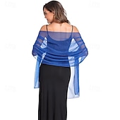 voordelige bruiloft gast wraps-Damesomslag Elegant Mouwloos Polyester Bruiloftsomslagen Met Pure Kleur Voor Feest Lente zomer