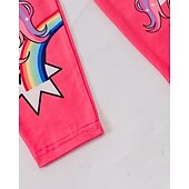 baratos Desenho animado 3D da menina-Para Meninas 3D Unicórnio Conjuntos de pijama Conjuntos de pijama com camiseta e calça Manga Curta Impressão 3D Verão Primavera Ativo Básico Infantil 4 anos + Gola Redonda Casa Diário Normal