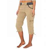 economico pantaloni cargo da donna-Per donna Taglia EU / US Semi-lungo Moda Casual Lunghezza al ginocchio Naturale Semplice Base Confortevole Inelastico Casual Quotidiano Giacinto Tessuto almond Nero 3 # Bianco Estate Primavera