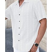 cheap Men&#039;s Button Up Shirts-Men&#039;s Shirt Summer Shirt Casual Shirt Beach Shirt Button Up Shirt Black White Brown Short Sleeve Plain Shirt Collar Vacation Hawaiian Clothing Apparel Polyester Fashion Casual Comfortable