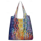 cheap Handbag &amp; Totes-Large Capacity Foldable Shopping Bag – Reusable Floral Print Tote, Eco-Friendly Lightweight Grocery Bag for Women, Travel, and Daily Use