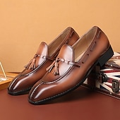 economico Semi-formale-scarpe derby kentucky marroni da uomo con dettaglio nappa - oxford in pelle lucida per eventi di corsa e occasioni formali