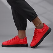 cheap Casual Sneakers-Men's Red Leather Sneakers with Sleek Design - Bold Casual Streetwear for Everyday Comfort