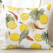 baratos estilo floral e plantas-Capa de Travesseiro Decorativa de Verão Hawaii 1PC Capa de Almofada Quadrada Macia para Quarto Sala de Estar Sofá Cadeira Fruta Limão