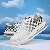 abordables Occasionnel-Baskets tendance à carreaux blancs et verts pour hommes avec semelle coussinée - chaussures décontractées élégantes pour le printemps et l&#039;été