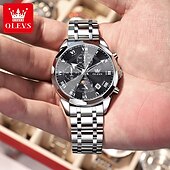 baratos Relógios Quartz-Relógio Masculino OLEVS 3675 Original Relógio de Negócios Masculino Espelho HD em Forma de Losango À Prova D&#039;Água Relógio de Cronometragem Fase Lunar Top Luxo Relógio Masculino Fashion