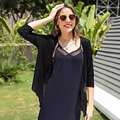 voordelige moeders wikkels-Damesomslag Elegant 3/4 mouw Chiffon Bruiloftsomslagen Met Pure Kleur Voor Feest Lente zomer