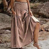 economico Fondi-Retrò Vintage Medievale Rinascimento Maxi Gonna Fiera del Ren Vichinghi Elfico Elastico in vita Ispirato alla Reggenza Tinta unica Per donna Fantasia Mascherata Vacanza Casual Quotidiano LARP Adulti