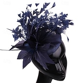 baratos Capacete de Casamento-Peça para Cabeça Penas Sinamay Casamento Festa de Noite Elegante Casamento Com Penas Capacete Chapéu