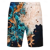billige Tropiske planter og blomster-Herre Blomstermønster Blend farge Blomster Badeshorts Surfeshorts Medium Midje Tropisk Gatemote Hawaiisk Feriereise Snorer Mesh fôr Elastisk midje Designer Klær