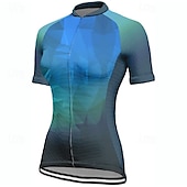 abordables Maillots pour femmes-Femmes Maillot de cyclisme Géométrique Dégradé Manche Courte Cyclisme T-shirt Maillot avec 3 poches arrière VTT Vélo tout terrain Séchage Rapide Design Anatomique Évacuation de l&#039;Humidité Respirant