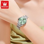 levne Quartz hodinky-olevs 3668 nové dámské quartzové náramkové hodinky stříbrný pevný ocelový řemínek vodoodpudivé svítící hodinky pro ženy jednoduchá móda dámské hodinky