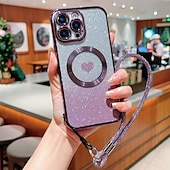 رخيصةأون جرابات آيفون-هاتف غطاء من أجل iPhone 17 Pro Max 17 Air 16 15 14 Pro Max Plus 16e 13 12 Pro Max غطاء خلفي مغناطيس دعم الشحن اللاسلكي مع رباط المعصم مكتب  /  الأعمال TPU الطلاء